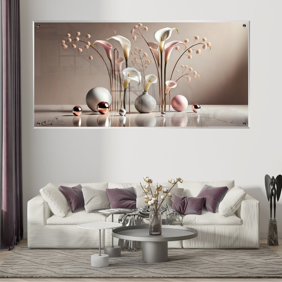 אומנות מודרנית על זכוכית, יוצרות אווירה מיוחדת ואלגנטית. משלבות איכות הדפסה גבוהה עם זכוכית יוקרתית.
