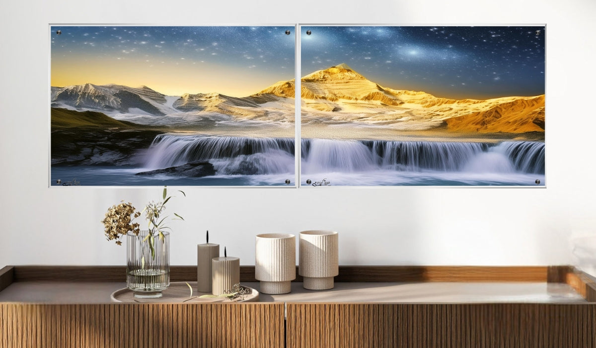 תמונות זכוכית מעוצבות, מעוצבות בהשראת אמנות מודרנית. יוצרות אווירה חמימה ואלגנטית בבית.