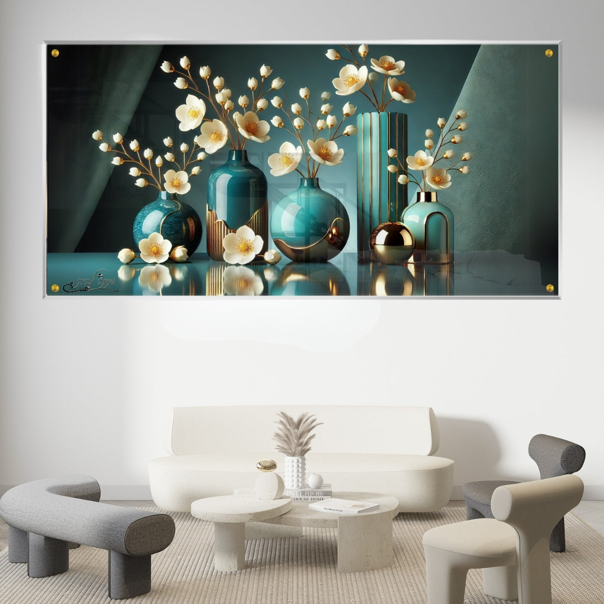 תמונות מודפסות על זכוכית בעיצוב ייחודי, מעוצבות בהשראת אמנות מודרנית. יוצרות אווירה חמימה ואלגנטית בבית.