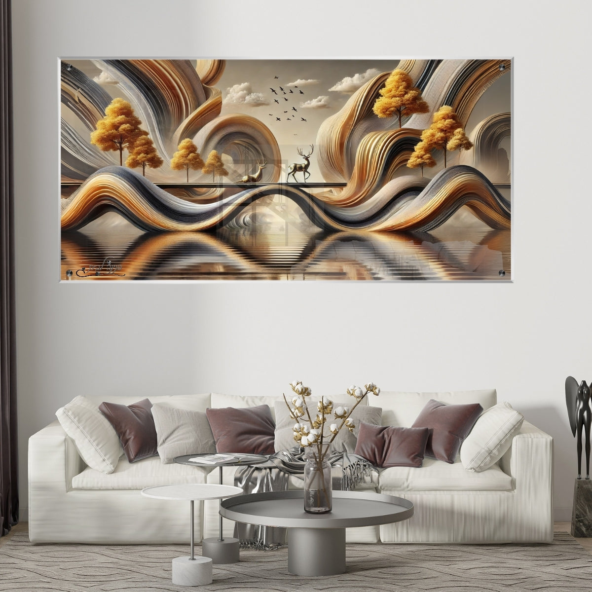 אומנות מודרנית על זכוכית, מעוצבות בהשראת אמנות מודרנית. יוצרות אווירה חמימה ואלגנטית בבית.