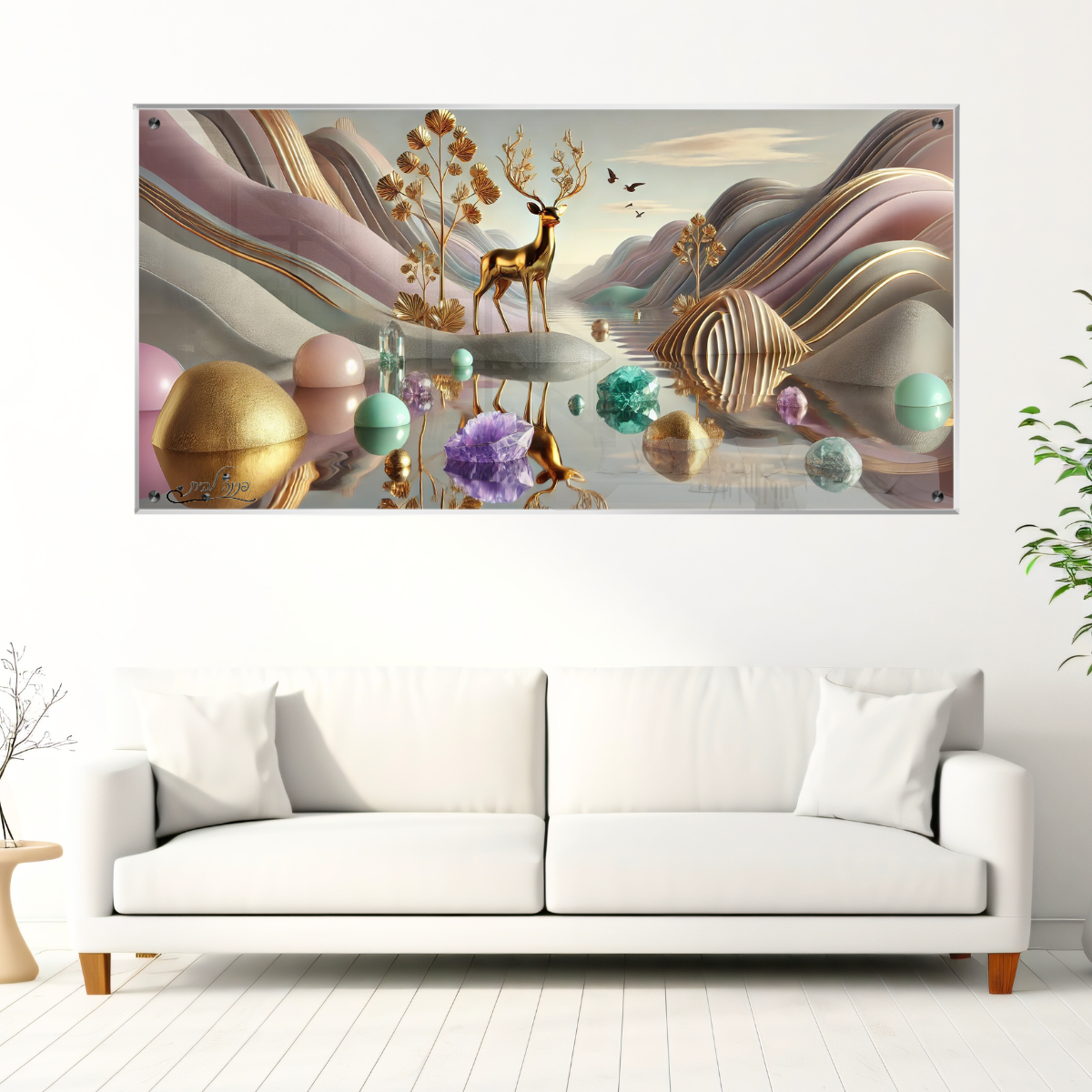 תמונות מודפסות על זכוכית בעיצוב ייחודי, מעוצבות בהשראת אמנות מודרנית. יוצרות אווירה חמימה ואלגנטית בבית.