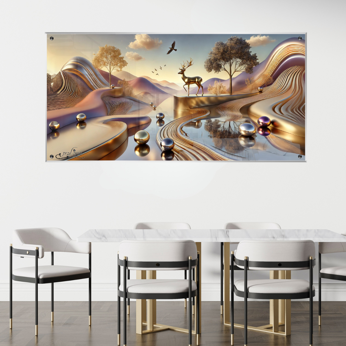 תמונות נוי בזכוכית מרהיבה, מעוצבות בהשראת אמנות מודרנית. מעניקות עומק ותחכום לכל עיצוב פנים.