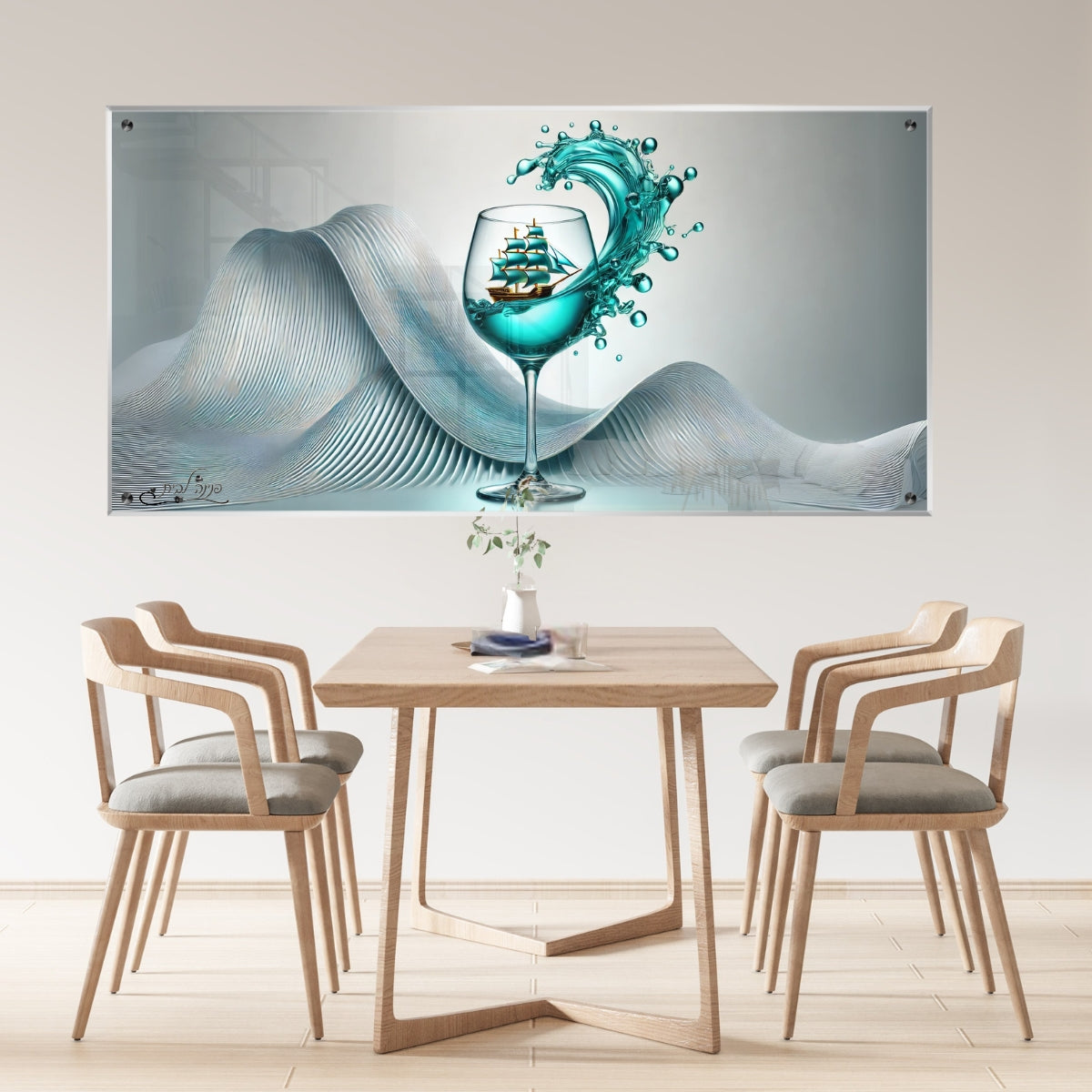 תמונות נוי בזכוכית מרהיבה, משדרגות את עיצוב הפנים. יוצרות אווירה חמימה ואלגנטית בבית.