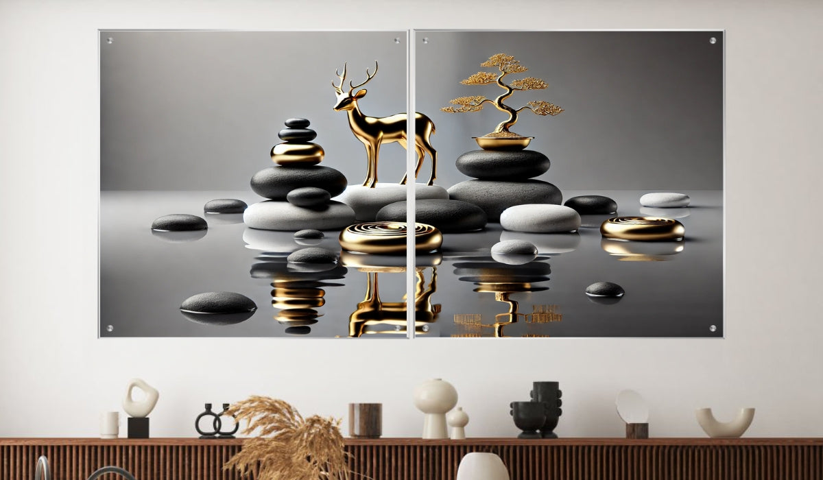 תמונות נוי בזכוכית מרהיבה, מעוצבות בהשראת אמנות מודרנית. מעניקות עומק ותחכום לכל עיצוב פנים.