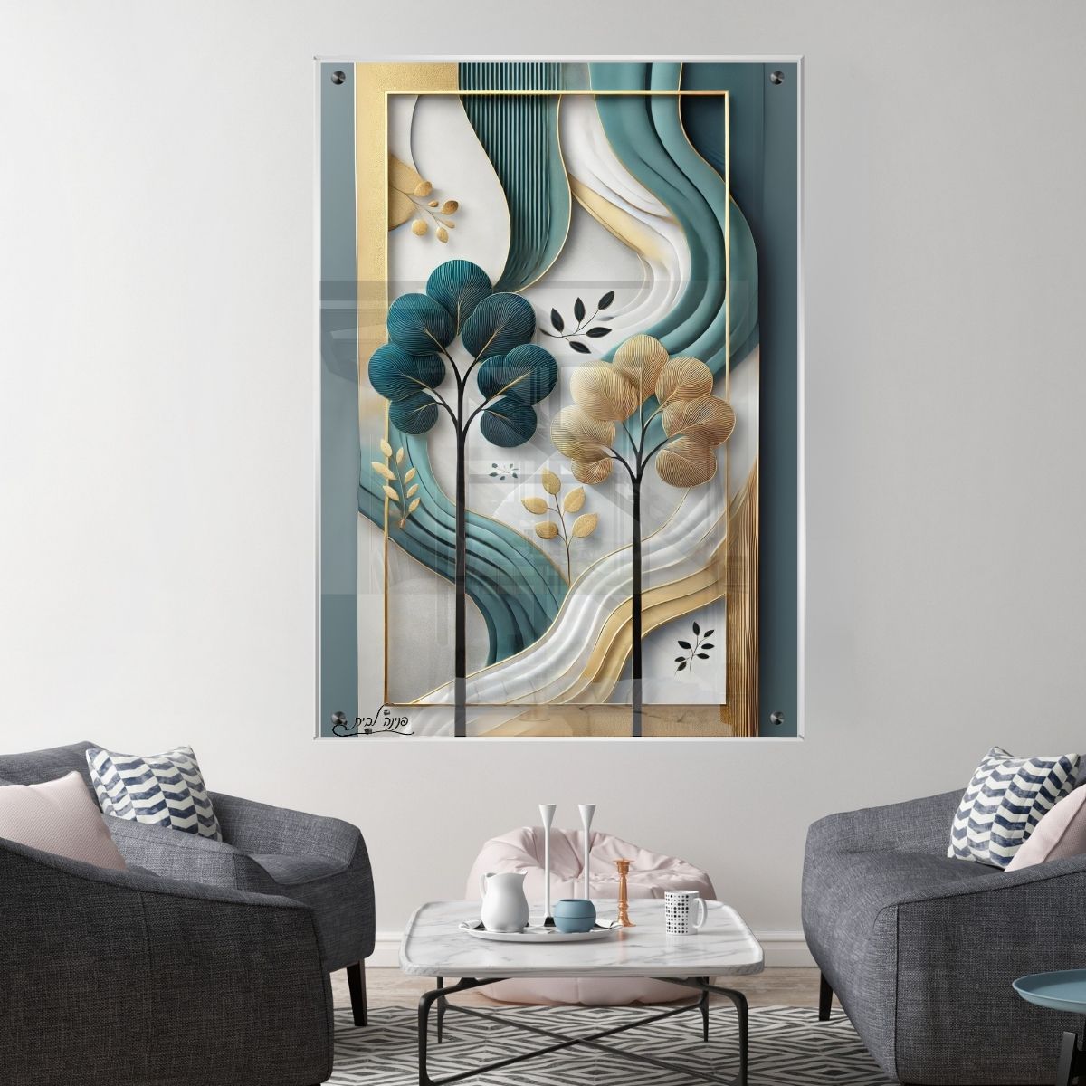 תמונות מודפסות על זכוכית בעיצוב ייחודי, מעוצבות בהשראת אמנות מודרנית. יוצרות אווירה חמימה ואלגנטית בבית.