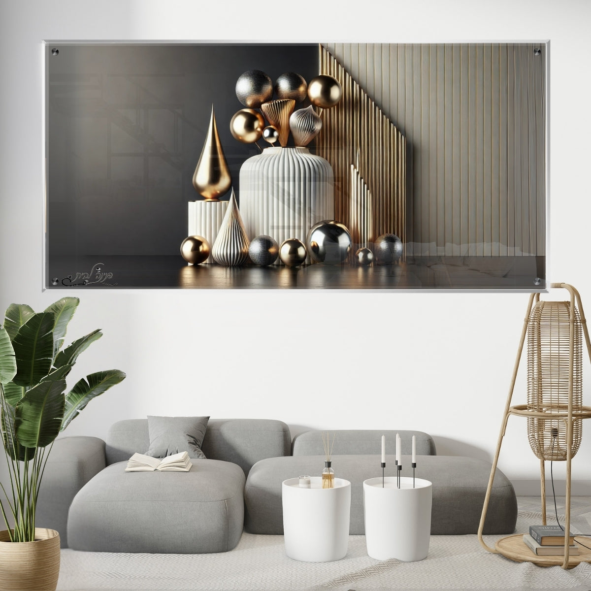 תמונות זכוכית מעוצבות, מעוצבות בהשראת אמנות מודרנית. יוצרות אווירה חמימה ואלגנטית בבית.