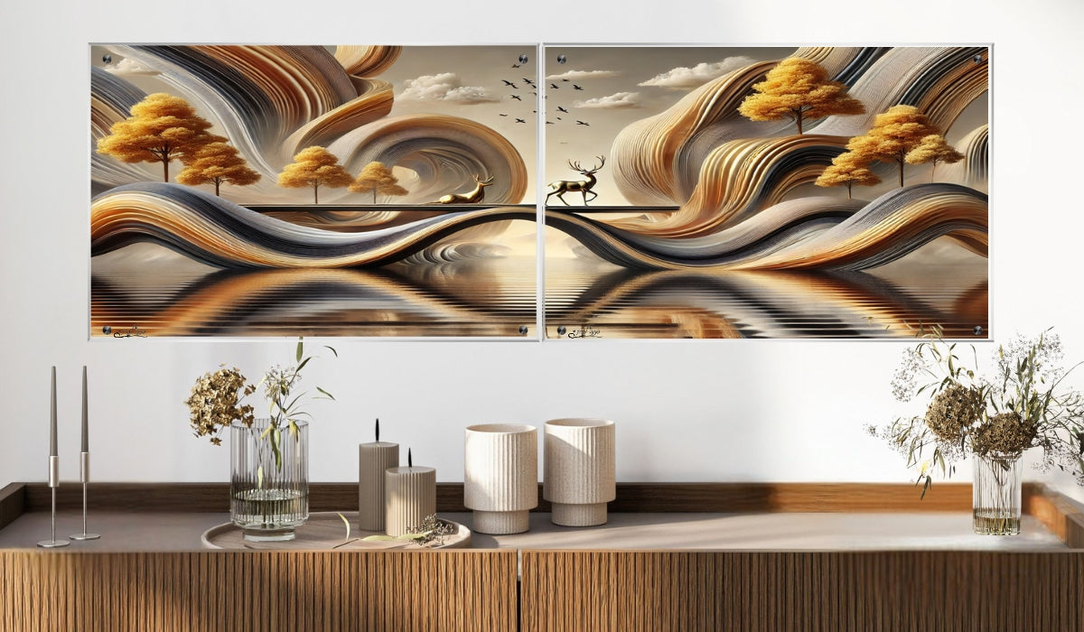 תמונות זכוכית מעוצבות, מעוצבות בהשראת אמנות מודרנית. מעניקות עומק ותחכום לכל עיצוב פנים.