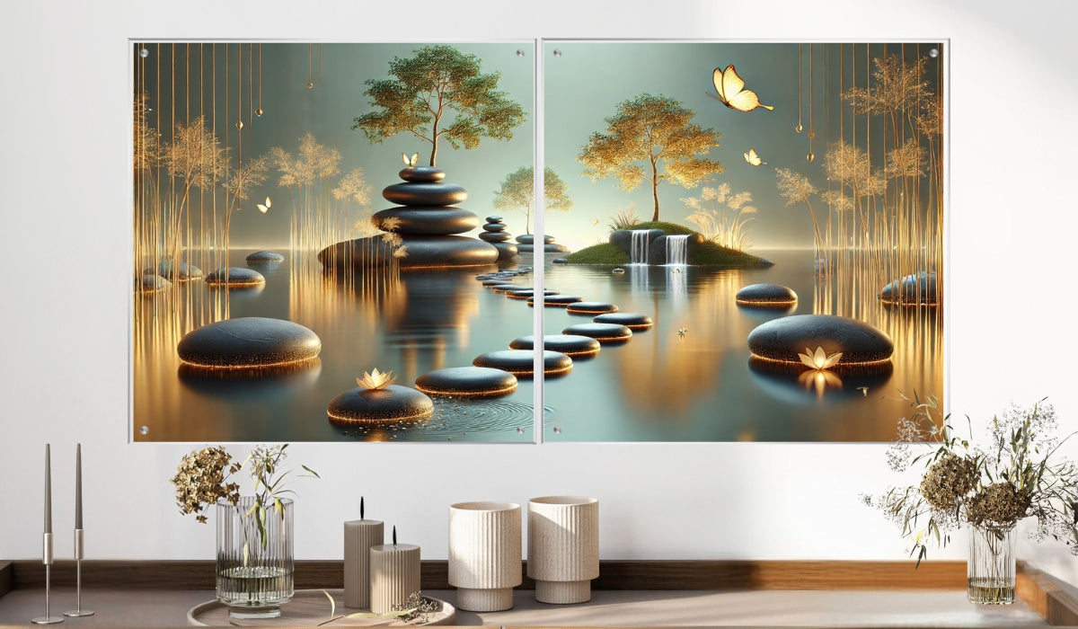 תמונות זכוכית אמנותיות, מעוצבות בהשראת אמנות מודרנית. יוצרות אווירה חמימה ואלגנטית בבית.