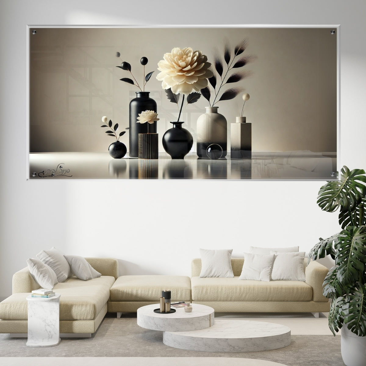 תמונות נוי בזכוכית מרהיבה, משדרגות את עיצוב הפנים. יוצרות אווירה חמימה ואלגנטית בבית.