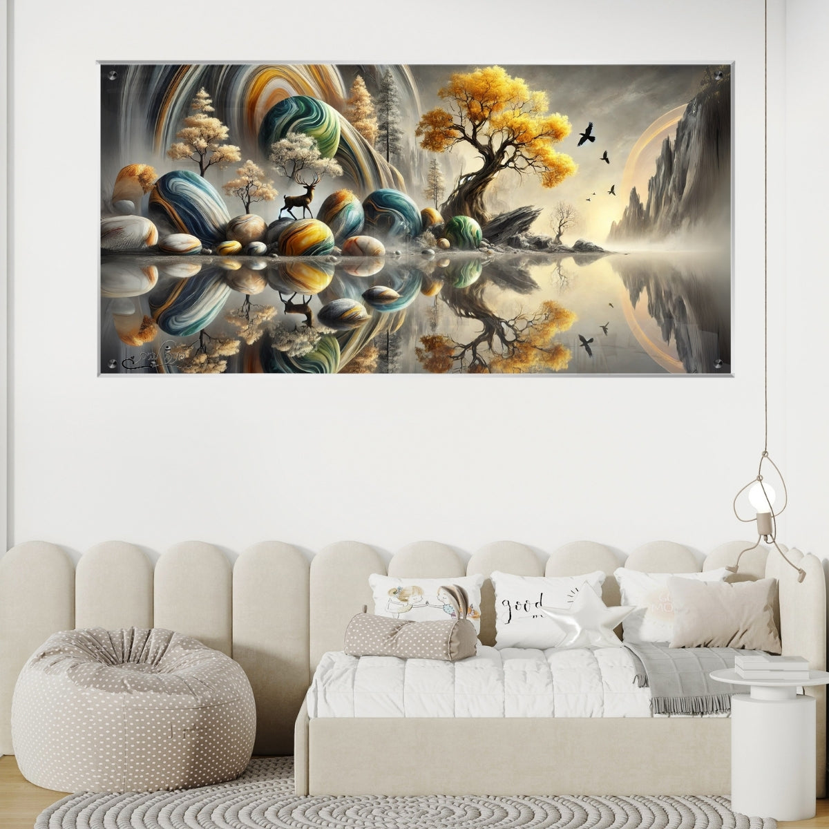 אומנות מודרנית על זכוכית, מוסיפות טאץ' יוקרתי לכל קיר. מתאימות לכל חלל – סלון, משרד או חדר שינה.