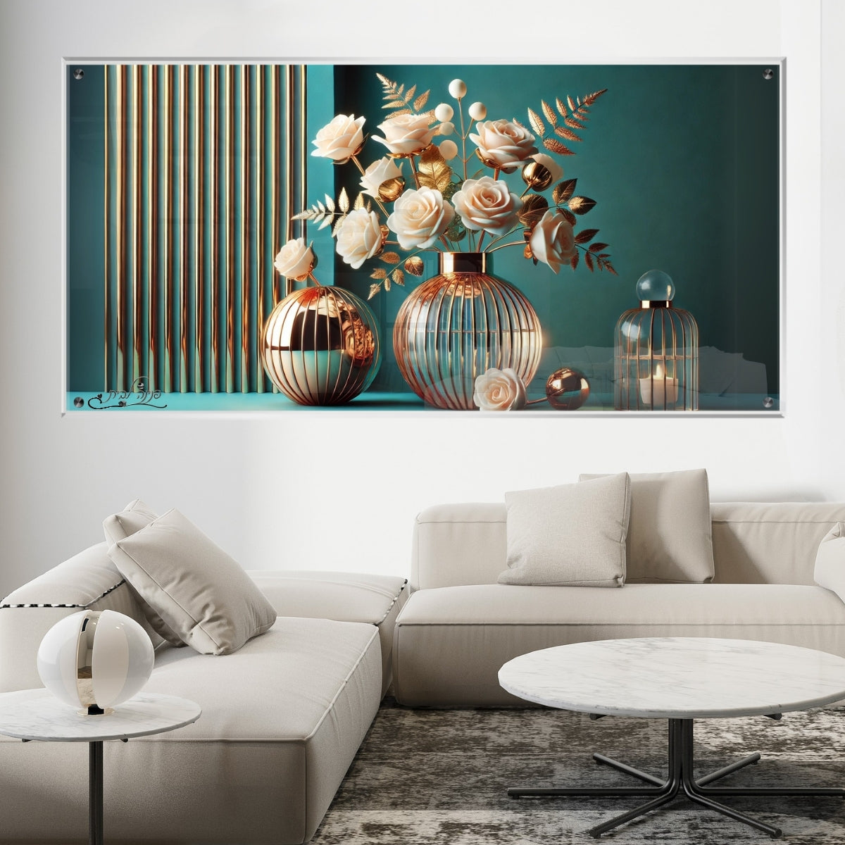 תמונות נוי בזכוכית מרהיבה, מעוצבות בהשראת אמנות מודרנית. מעניקות עומק ותחכום לכל עיצוב פנים.