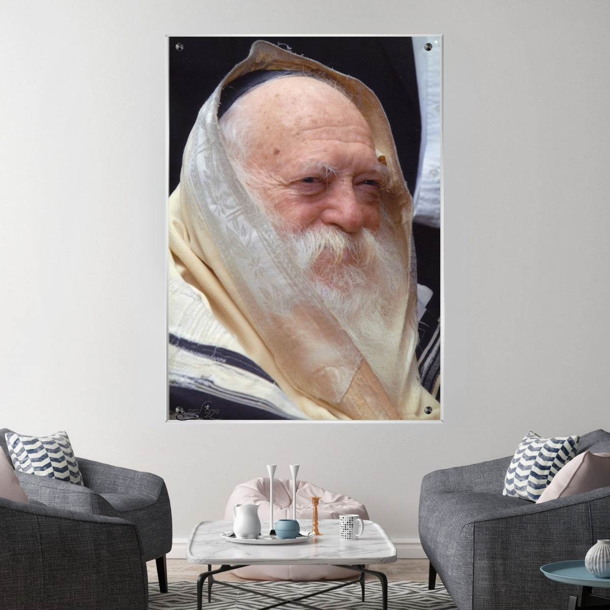 תמונות לבית – הרב חיים קנייבסקי ברגע של שקט פנימי - הדפסה על זכוכית