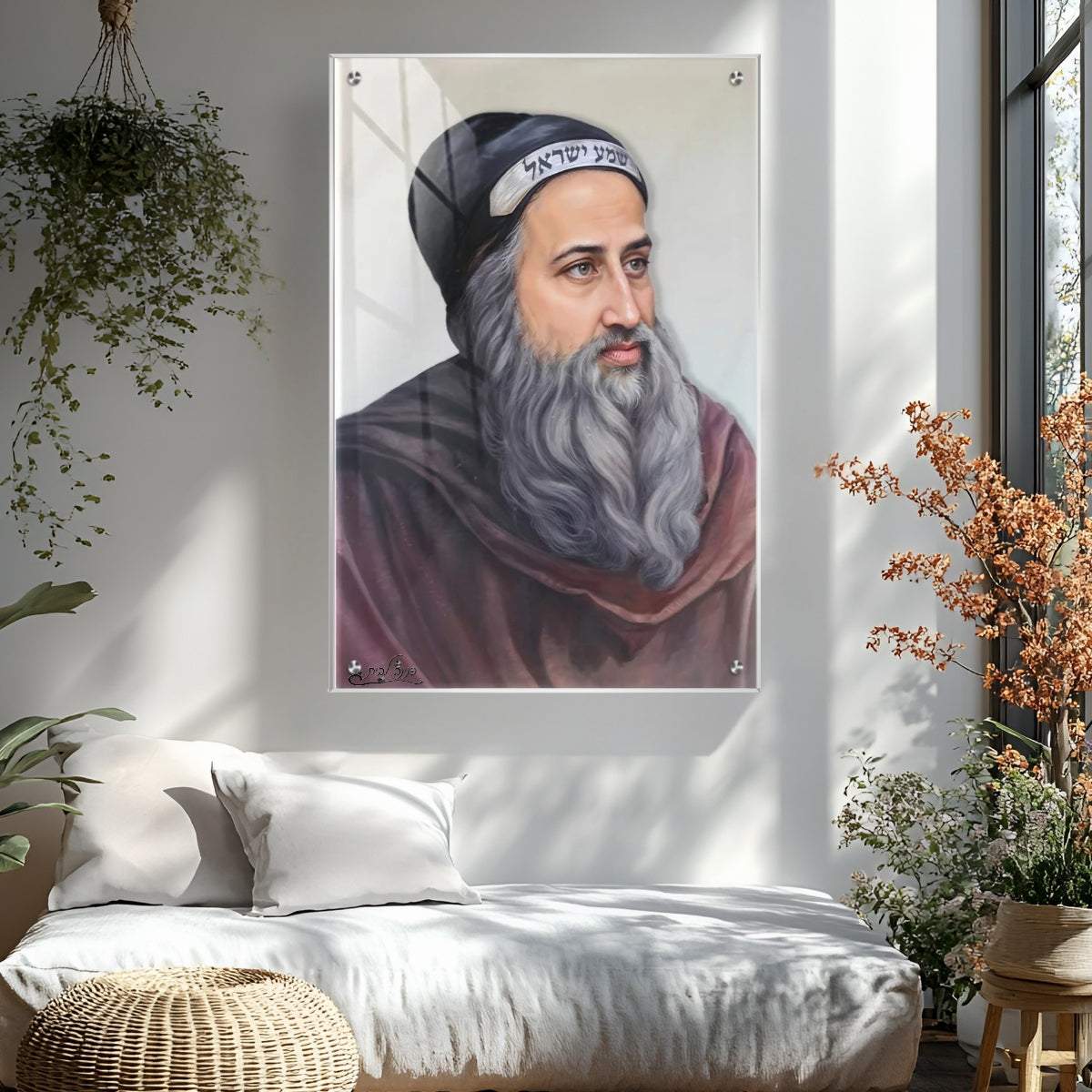 תמונות זכוכית – רבי שמעון בר יוחאי עטוף באור זהוב - הדפסה על זכוכית