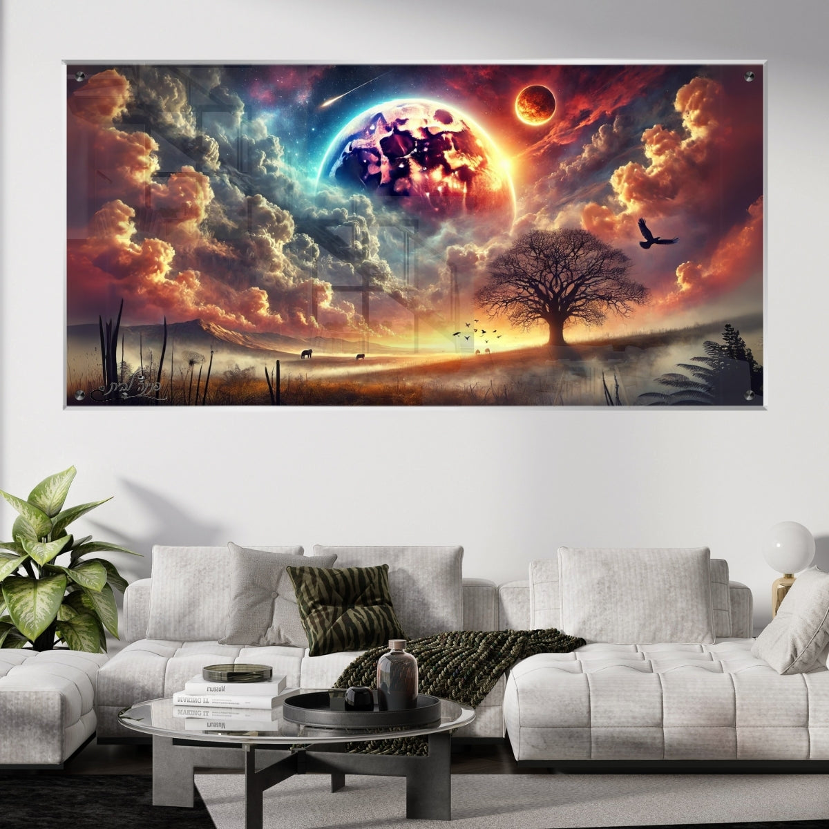 אומנות מודרנית על זכוכית, משדרגות את עיצוב הפנים. משלבות איכות הדפסה גבוהה עם זכוכית יוקרתית.