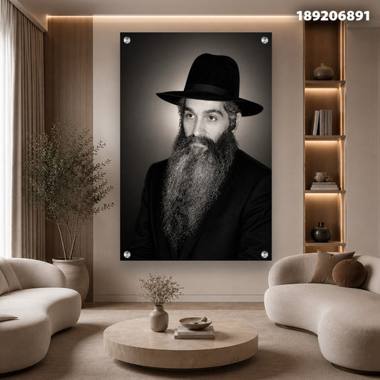תמונה בשחור לבן של אדם עם זקן ולבוש כהה - תמונות נוי - שחור ולבן