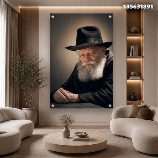 דיוקן של איש זקן עם זקן לבן - תמונות נוי - חום ואפור