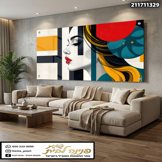 תמונה של אמנות קיר מודרנית - תמונות לבית - צבעים אדום, כחול, צהוב, שחור ולבן