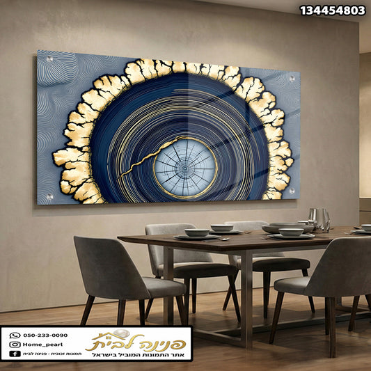 תמונה של אמנות קיר - תמונות זכוכית - צבעים כחול וזהב