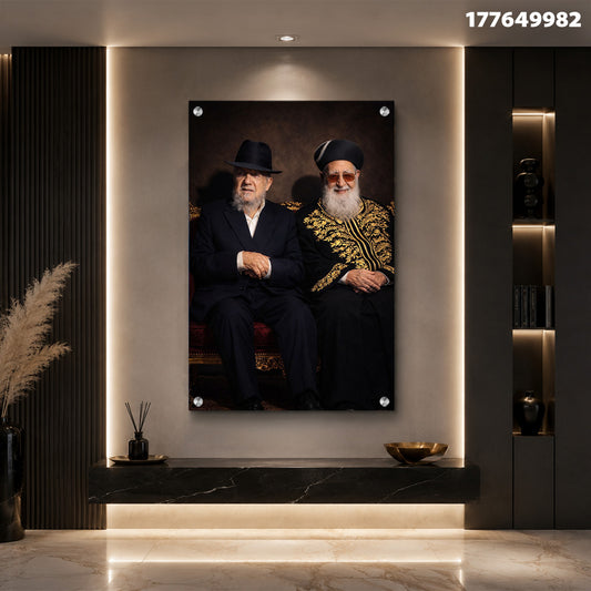 תמונה של שני אנשים בלבוש מסורתי על הקיר - תמונות קיר - צבעים שחור, זהב ולבן