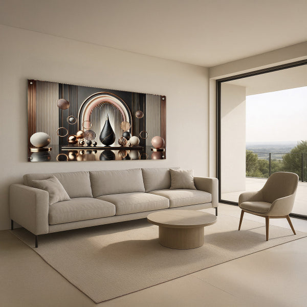 תמונת זכוכית שחור וזהב אלגנטית