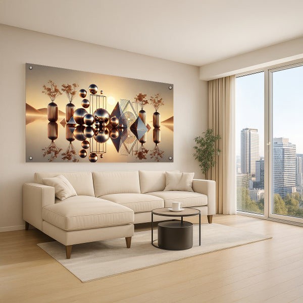 אלמנטים גאומטריים באור שקיעה – תמונות לבית