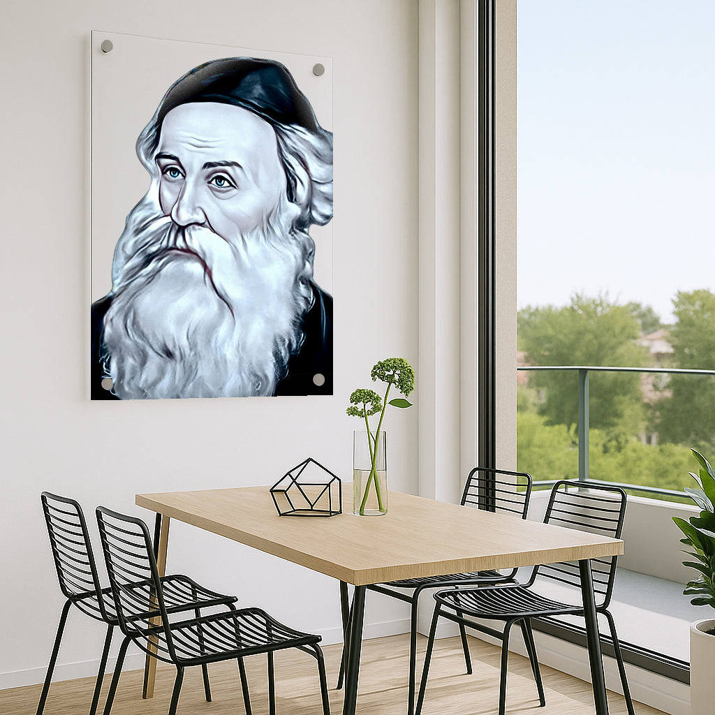 בעל התניא בגווני כחול וכסף – תמונות זכוכית