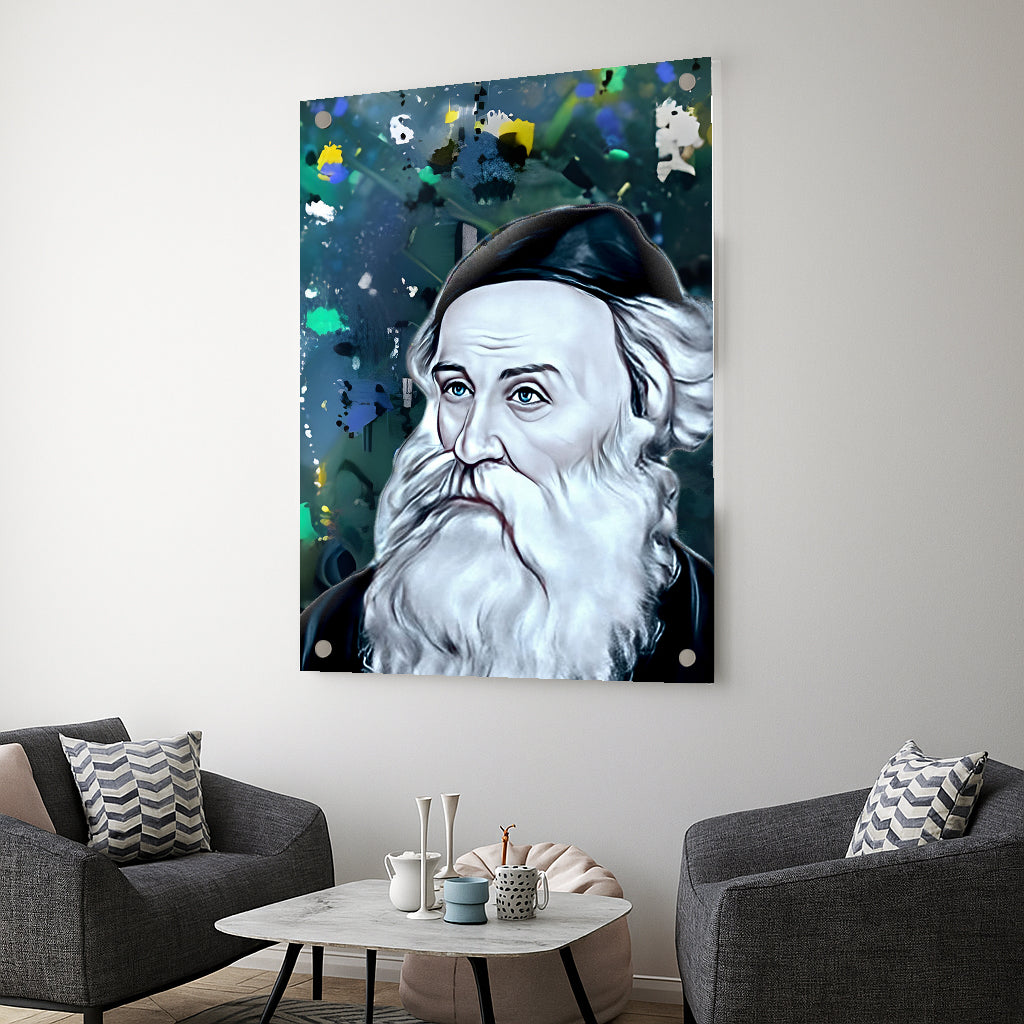 בעל התניא בעיצוב אמנותי צבעוני – הדפסה על זכוכית