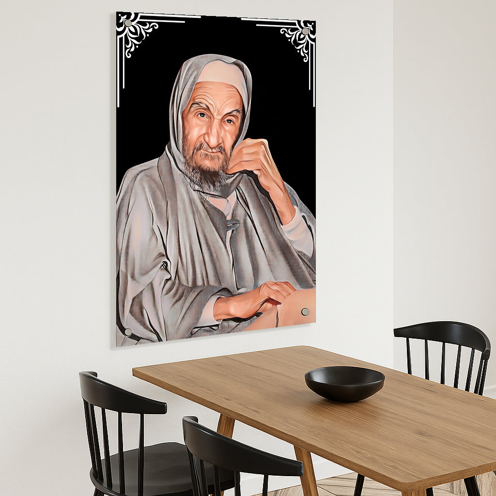 הבאבא סאלי על רקע שחור – תמונות זכוכית מעוצבות לבית