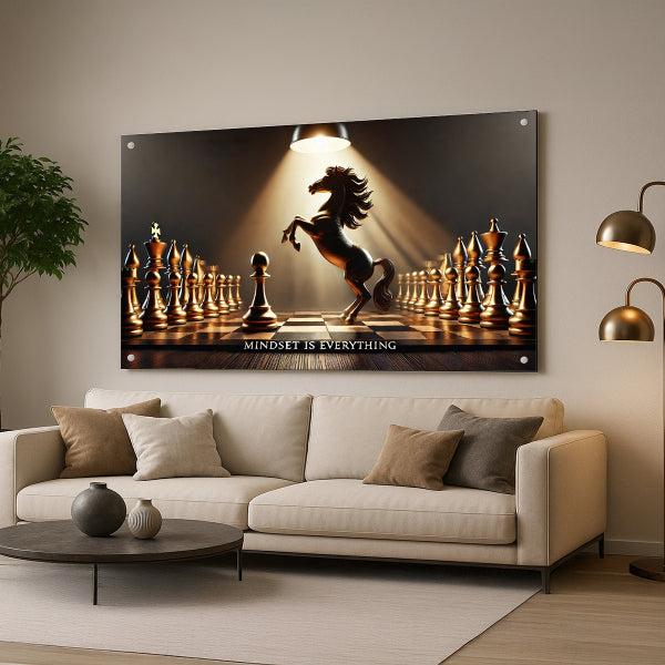 סוס שחמט זהוב עם השראה – תמונות זכוכית