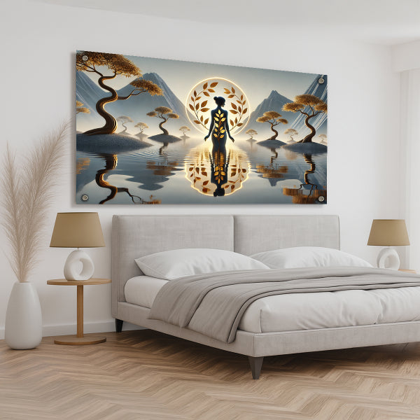 תמונת זכוכית זוג באור שקיעה