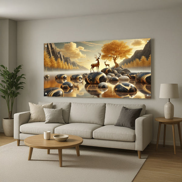 תמונות זכוכית איילים בעמק זהוב