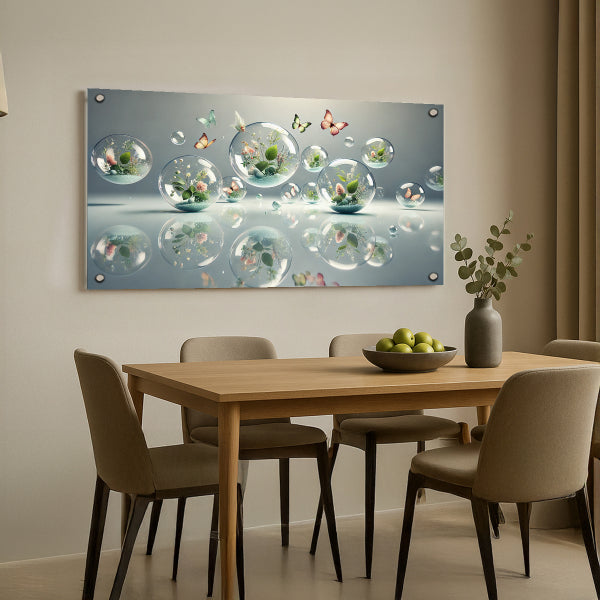 בועות זכוכית עם פרחים ופרפרים – תמונות נוי