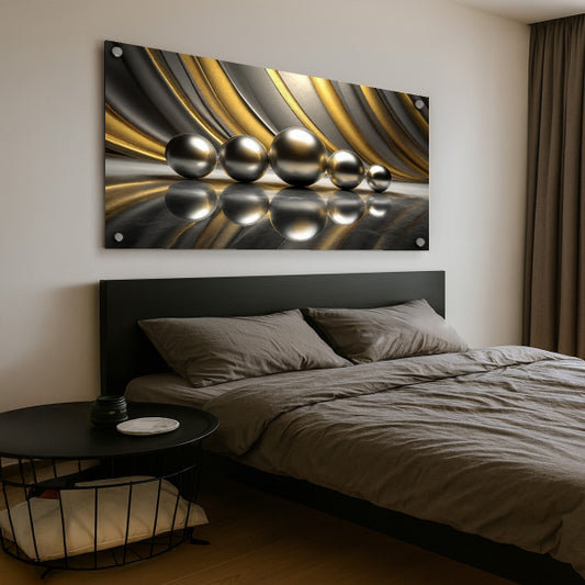 תמונת זכוכית כדורים זהב ושחור