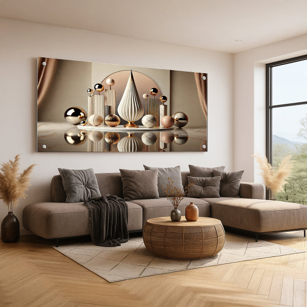 תמונת זכוכית זהב ושמנת מודרנית