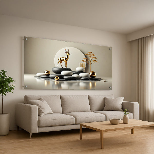 תמונות זכוכית אייל זהוב בעיצוב מודרני ומינימליסטי