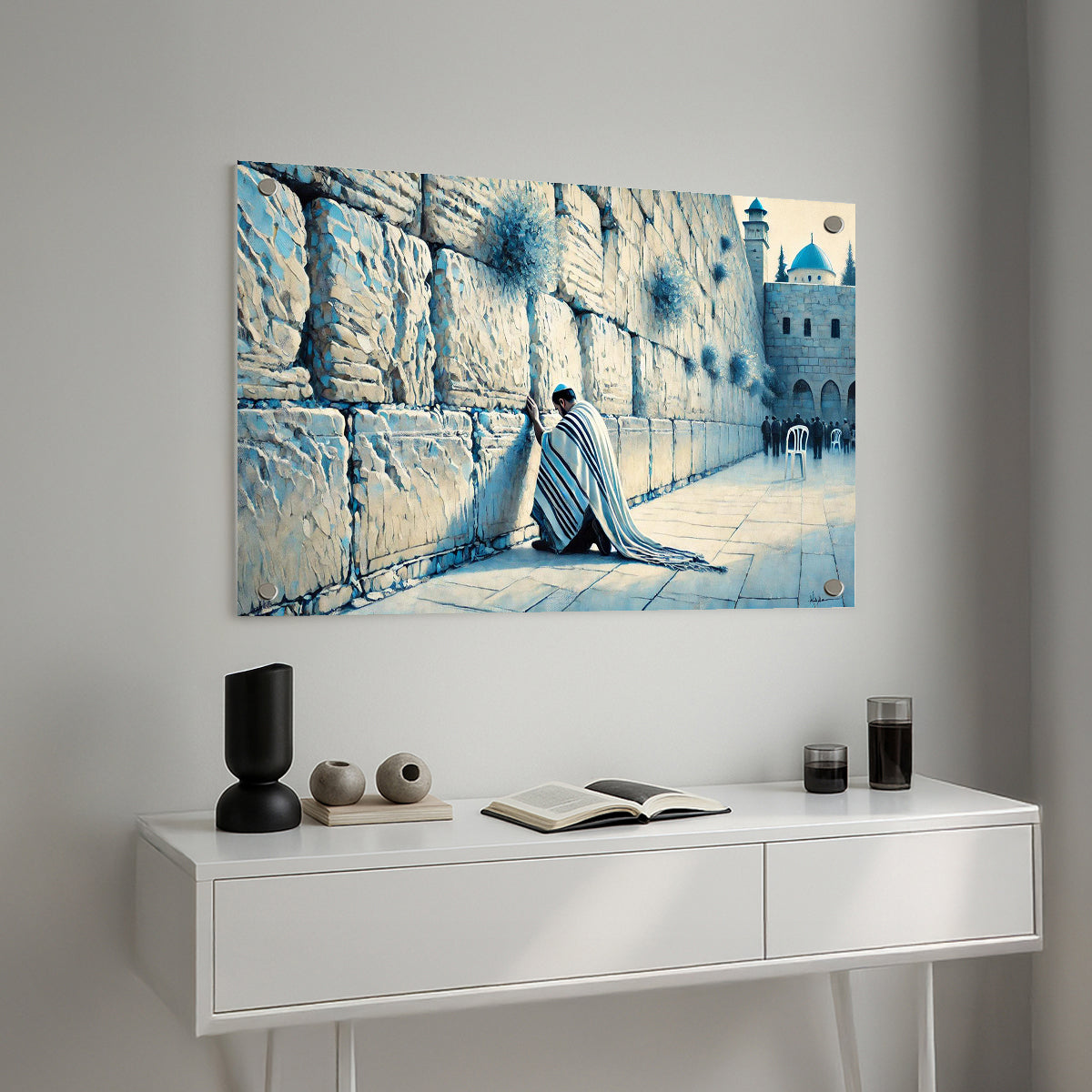 תפילה בכותל בשלווה שמימית – תמונות זכוכית