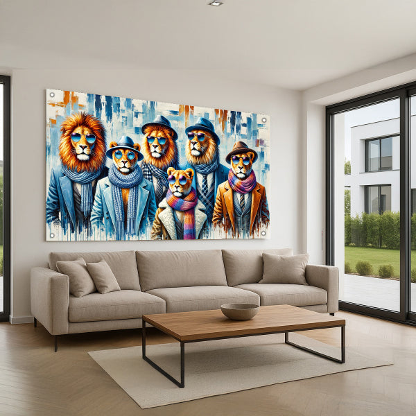 חמישה אריות לבושים באלגנטיות – תמונות לבית