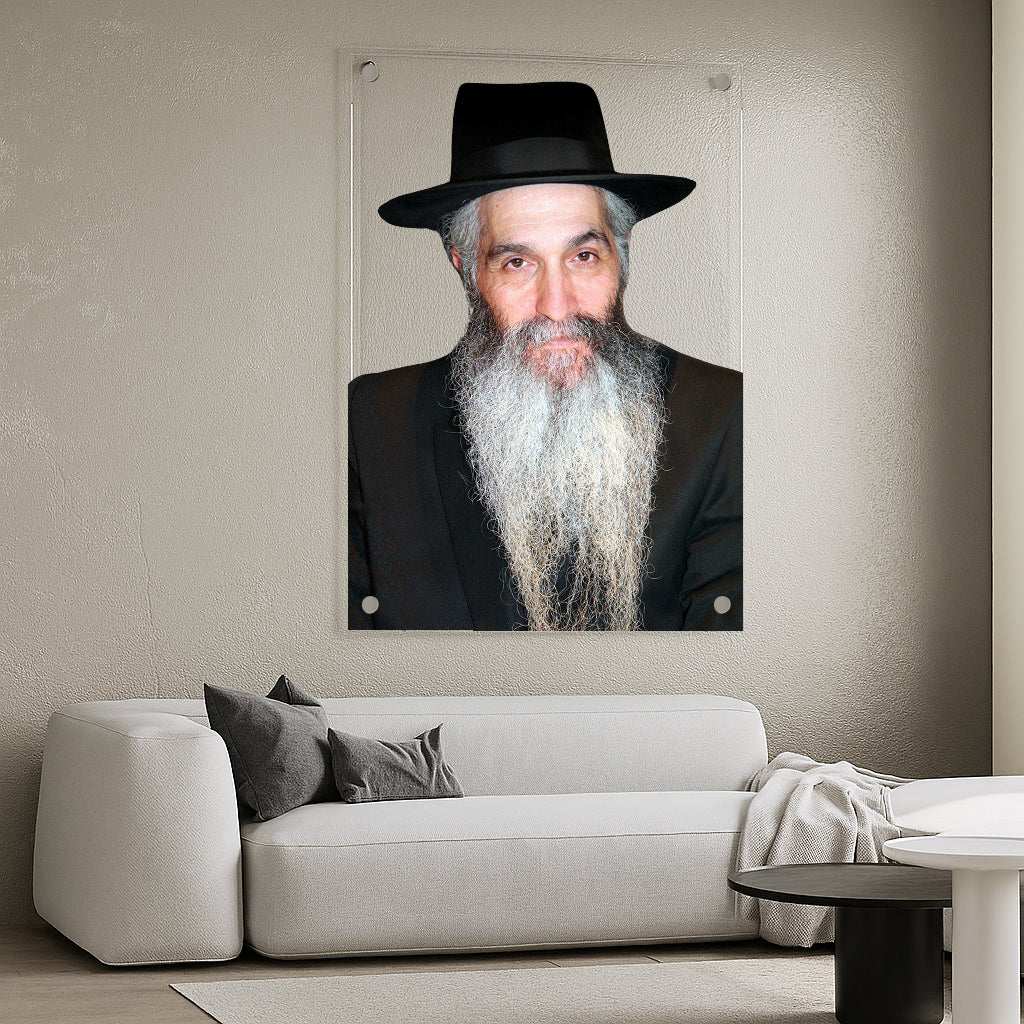 הרב דוד חי אבוחצירא בלבוש שחור – תמונות זכוכית