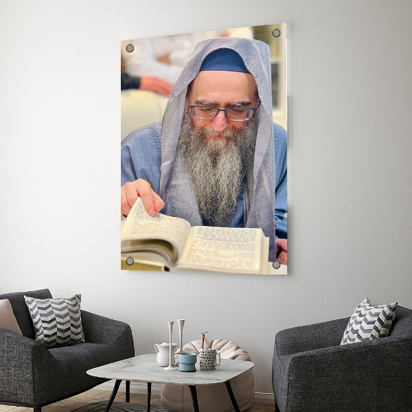 הרב יאשיהו פינטו בלימוד תורה – תמונות זכוכית בעיצוב יוקרתי