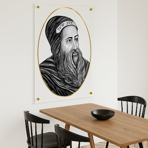 רבי שמעון בר יוחאי במסגרת זהב – תמונות זכוכית קדושות