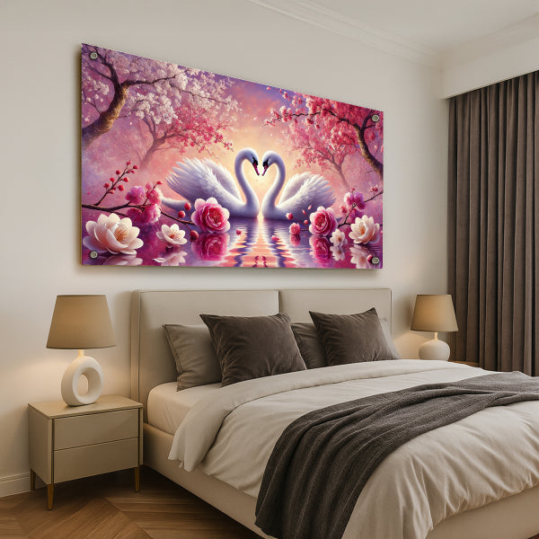 ברבורים באגם ורוד – תמונות לבית