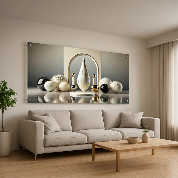 תמונת זכוכית קשת זהב ולבן