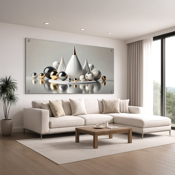 תמונת זכוכית זהב ולבן מודרנית