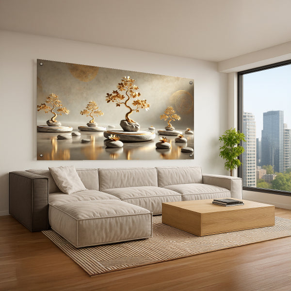 עצי זהב על אבני איזון – תמונות זכוכית