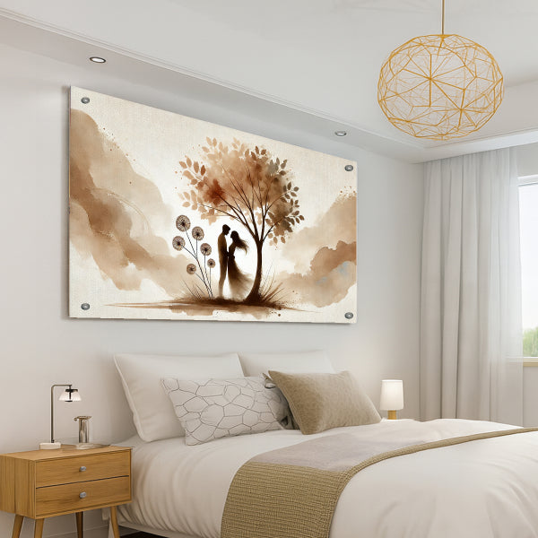 זוג מתחת לעץ בגווני זהב – תמונות לבית