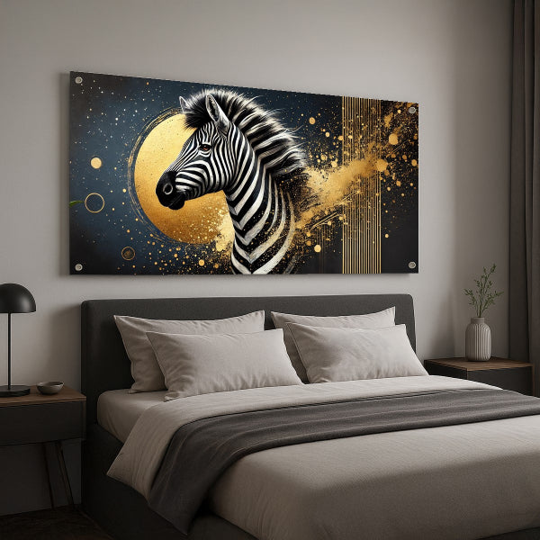 זברה זהובה על רקע שחור - תמונות לבית