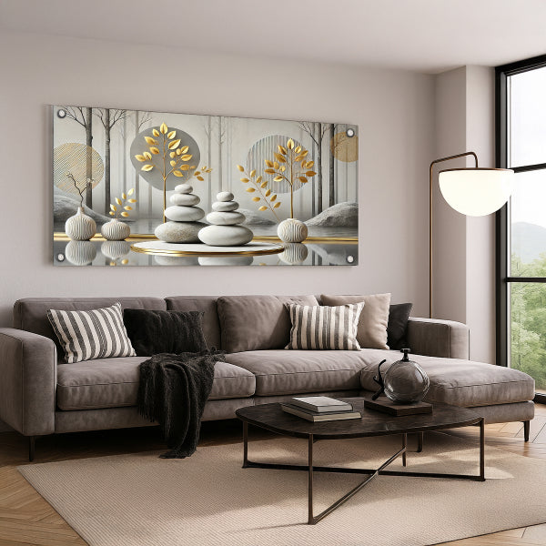 הרמוניה של זהב ואפור – תמונות זכוכית