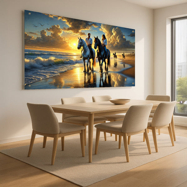 רכיבה על סוסים בשקיעה – תמונות לבית