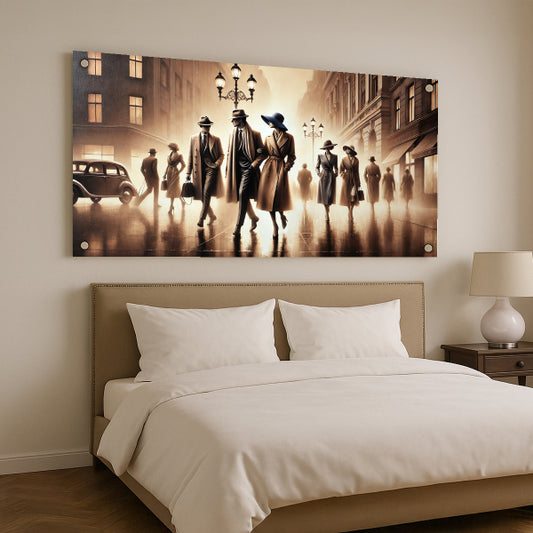 זוג מהלך ברחוב לונדוני בערפל – תמונות זכוכית