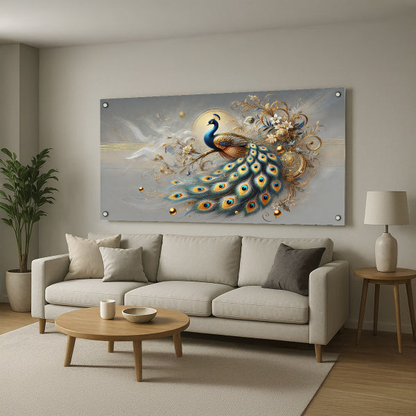 טווס מלכותי עם נוצות זהב – תמונות יוקרה לבית